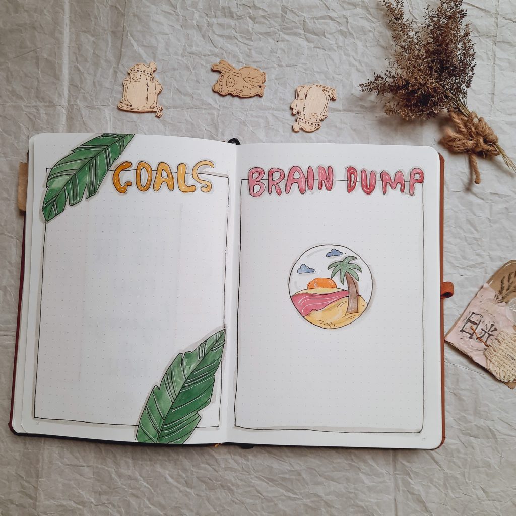 goals-and-brain-dump-spread-bullet-journal-india